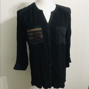 NWT Miss Me black button down top medium